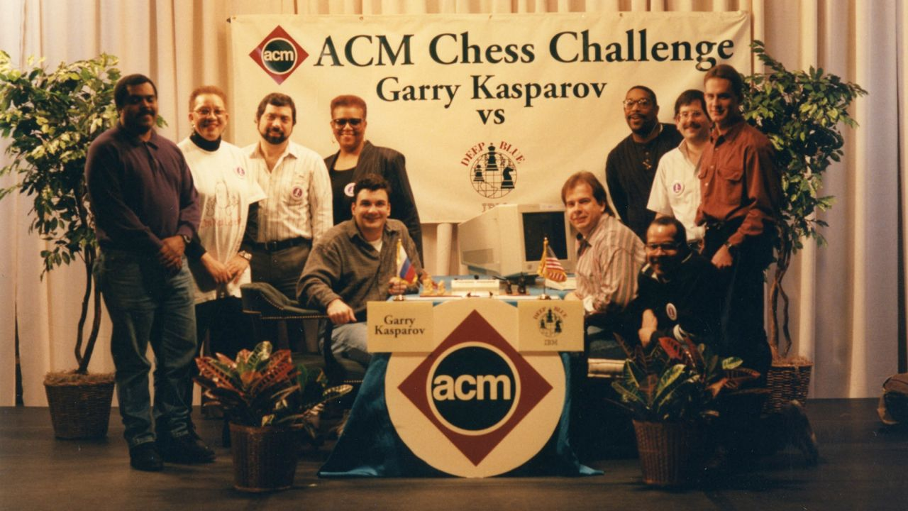 Deep Blue team members at the 1996 match in Philadelphia versus chess champion Gary Kasparov
