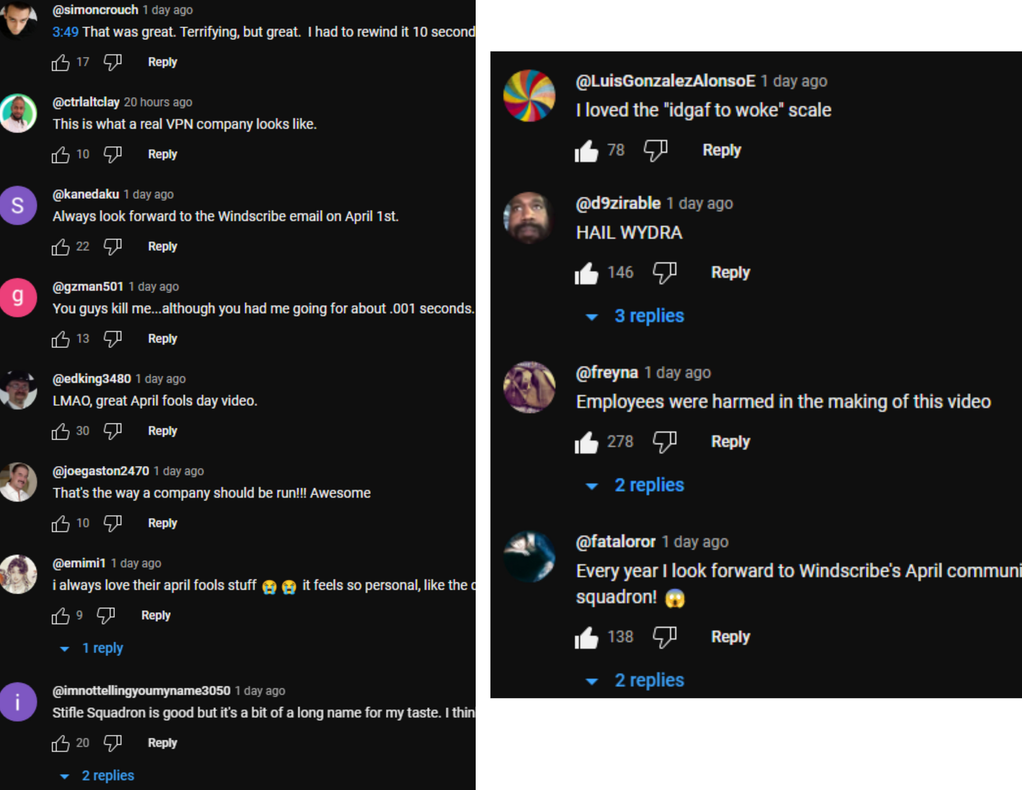Screenshots of various praising comments from our users